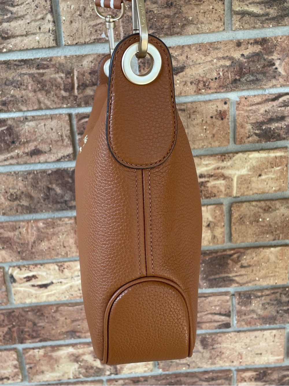 Kate Spade Brown Leather Crossbody Bag with Stripe Strap - Picture 5 of 7